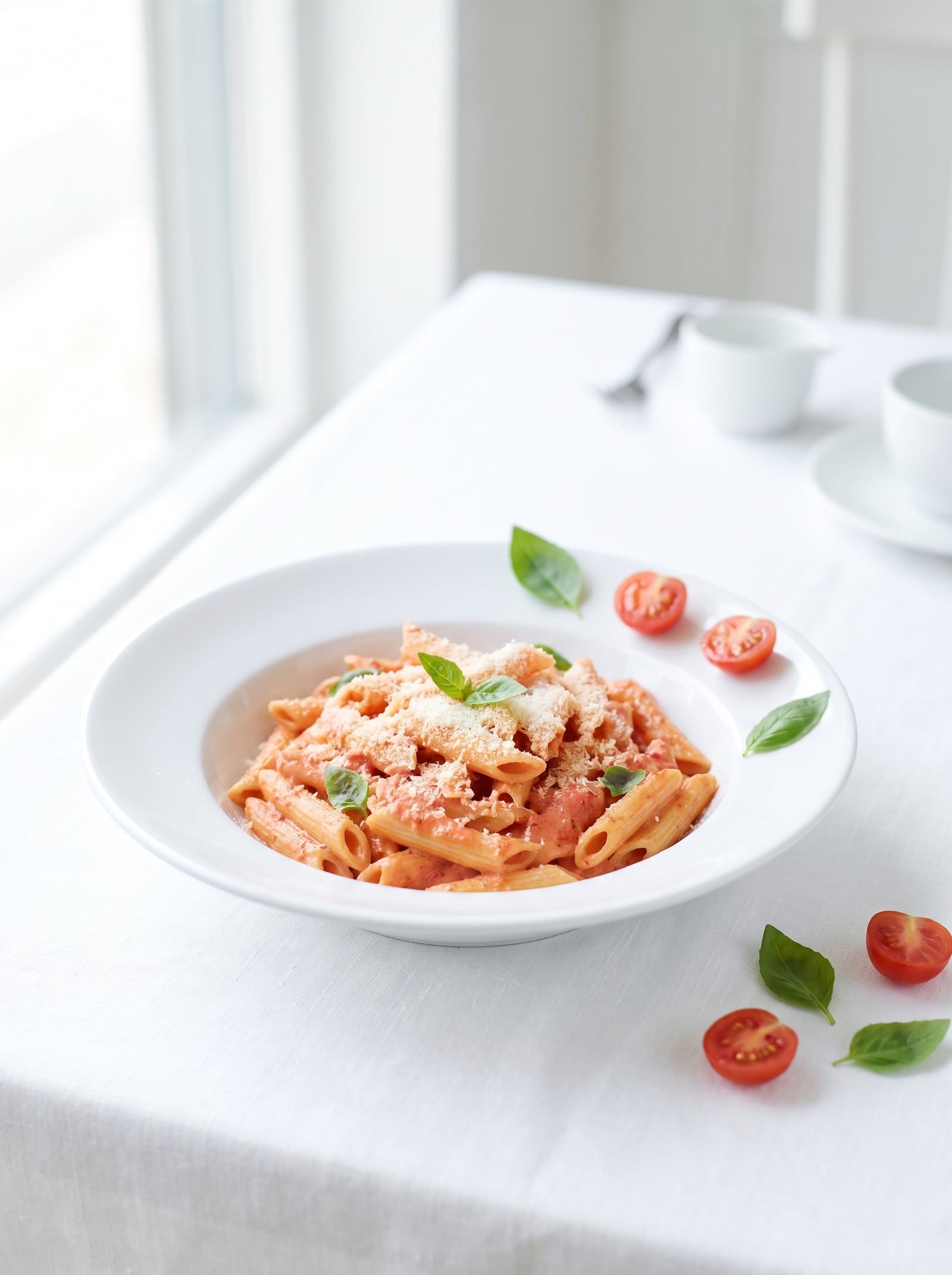 Penne in a pink tomato cream sauce